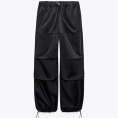 Never Worn. Tag Still On Pants. Adjustable Waist And Lower Leg Via Drawstring. Smooth Material. Great To Dress Up With A Cute Heel Or Casual With Sneakers. Cheap Trendy Adidas Bottoms, Satin Parachute Pants, Nike Joggers In Store, Draw String Cargo Pants, Zara Cargo Joggers, Parachute Pants Outfit, Zara Brand, Pleather Pants, Wrap Pants