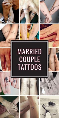 many different pictures with tattoos on them and the words married couple tattoos written in black ink