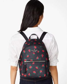 Chelsea Rose Toss Printed Medium Backpack | Kate Spade Outlet Pvc Trim, Kate Spade Outlet, Medium Backpack, The Gym, Soft Leather, Zip Pockets, Chelsea, Kate Spade, Outlet