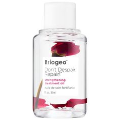 What it is: A strengthening, silicone-free hair oil fortified with repairing ceramides for a smooth, glossy finish.Hair Type: Straight, Wavy, Curly, and CoilyHair Texture: Fine, Medium, and ThickHair Concerns:- Dryness- Shine- Damage, Split Ends, BreakageKey Benefits: - Repairs hair damage, split ends, and breakage- Enhances shine, hydrates, and nourishes- Formulated 6-free and made with Briogeos proprietary NOVA Complex to fortify, nourish, and protectHighlighted Ingredients:- Ceramides: Replen Briogeo Don't Despair Repair, Raspberry Hair, Best Hair Oil, Scalp Scrub, Hair Rinse, Hair Essentials, Damaged Hair Repair, Best Oils, Flower Oil