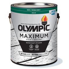 olympic maximum white paint with water droplets on the bottom and sides, showing it's matte finish