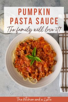 pumpkin pasta sauce with sausage over pasta on a plate with fresh basil as a garnish. Pumpkin Pasta Sauce Recipe, Kid Friendly Meals Dinner, Pumpkin Pasta Sauce, Pasta Sauce Recipe, Pumpkin Sauce, Pumpkin Pasta, Homemade Lasagna, Tomato Pasta Sauce, Fall Dinner Recipes