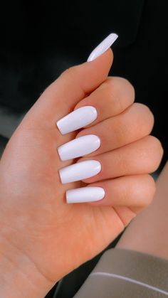 Mat White Nails, Matte White Acrylic Nails, Nails Weiss, All White Nails, White Matte Nails, Long White Nails, Acrylic Nail Designs Classy, Long Red Nails