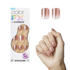 PRICES MAY VARY. The No Glue Mani: With new & improved adhesive for long-lasting wear. Ready-to-wear, one-step press-on nails. Easy to apply at home, literally in minutes. No experience needed. Gel nails feel totally comfortable & have a seamless, natural look. The Next Level Mani Has Arrived: Create a MAJOR moment in minutes with colorFX by imPRESS, NO GLUE Needed. This is color reimagined, with chrome-like effects that cannot be achieved from any ordinary nail polish. Discover Must-Have Colors Kiss Press On Nails, 30 Nails, Nails Easy, Manicure E Pedicure, Nail Accessories, Gel Manicure, Nail Kit, Hand Cream, False Nails