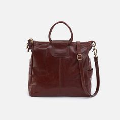 Sheila Large Satchel In Polished Leather - Chocolate Convertible Bags, Large Wallet, Crossbody Wallet, Guitar Strap, Wallet Bag, Satchel Bag, Leather Care, Handle Bag, Leather Satchel