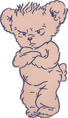 a drawing of a teddy bear with its arms crossed