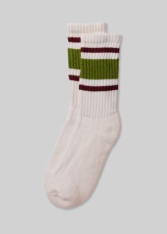 The Retro Stripe remains a staple in any sock drawer. They're the pair you reach for first – made from natural, unbleached cotton, in medium weight and universal fit. A comfortable, cushioned foot bed and colorful design guarantees that these socks will make an impression. Save 20% when ordering 4 or more! Promo codes will not stack with bundle discounts. Retro White Cotton Socks, White Cotton Retro Socks, Sporty Cotton Socks For Everyday, Everyday Sporty Cotton Socks, Sporty Everyday Cotton Socks, Baby Gift Bag, Wool Accessories, Best Baby Gifts, Sock Drawer