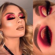 Make Up Diy, Gold Makeup Looks, Makeup Revolution London, Gold Eye Makeup, Cut Crease Makeup, Valentines Day Makeup, Valentines Makeup, Gold Makeup