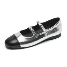 French Style Mary Jane Shoes for Women Flat Shoes – Dresslittly Trendy Low-top Flats With Rubber Sole, Trendy Slip-on Flats With Round Toe, Casual Spring Flats With Metal Feet, Flat Sneakers With Leather Sole For Spring, Spring Flat Sneakers With Leather Sole, Silver Flats With Round Toe For Spring, Trendy Flats With Rubber Sole And Round Toe, Silver Ballet Flats With Round Toe For Spring, Classic Silver Flats For Spring