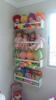 These shelves are perfect for storing toys, books, & so much more. Bookshelves For Kids, Nursery Book Shelves, Floating Book Shelves, Mini Shelf, Ideas Bathroom Decor, Doll Storage, Nursery Book, Garden Tattoo, Shelves For Wall