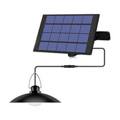 a solar powered wall light with a black shade on the side and a white background