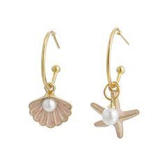 PRICES MAY VARY. Unique: The asymmetric design shell and starfish earrings are inspired by ocean and beach, handmade with attention to detail, unique addition to your jewelry collection. Size: The hoop size is approx. 19mm, the starfish is 17*17mm the shell is 15*16mm, lightweight and comfortable for everyday wear. Material: The seashore hoop earrings are made of quality alloy, hypoallergenic, Lead free and Nickel free. Occasions: The shell hoop earrings are dianty and perfect with any outfit. G Crystal Headpiece Wedding, Starfish Earrings, Ocean Lover, Crystal Hair, Crystal Wedding, Asymmetrical Design, Wedding Headpiece, Beach Jewelry, Pearl Size