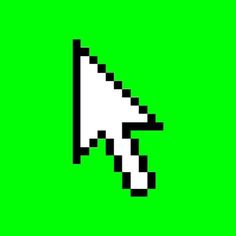 an old - school style pixelated hand cursing through the screen on a green background