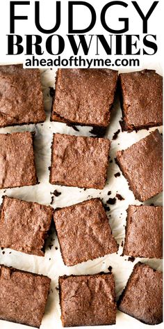 chocolate fudge brownies are cut into squares and placed on top of each other