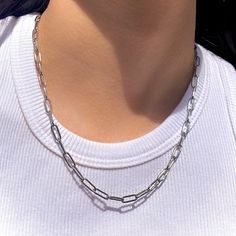 Wire Choker Necklace, Paper Clip Chain Necklace, Classic Paper, Chain Link Necklace Silver, Bunny Necklace, Word Necklace, Cuban Link Necklace, Mens Silver Jewelry, Custom Initial Necklace