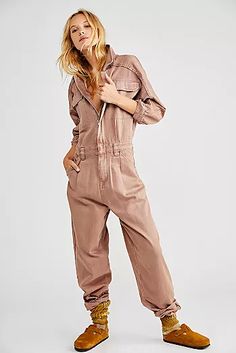 Utility Jumpsuit Outfit, Denim Utility Jumpsuit, Tan Jumpsuit, Denim Coverall, Free People Jumpsuit, Cold Shoulder Jumpsuit, Free People Romper, Coverall Jumpsuit, Brown Denim