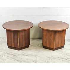 pair of mid century modern walnut side tables