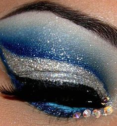 Cheer makeup. im going to try this! Eye Makeup Cut Crease, Dramatic Eye Makeup, Cheer Hair, Stage Makeup, Glitter Force