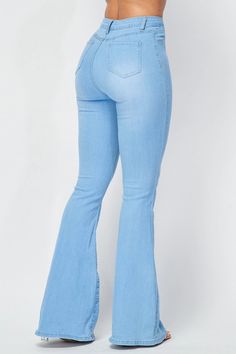 Enhance your wardrobe with these stylish solid denim jeans. Featuring a sophisticated high waist fit and bell bottom flare, these jeans are a luxurious addition to any outfit. The high-quality stretch fabric allows for maximum comfort and movement, making them an investment you won’t regret. Solid Denim Jeans High Waist Bell Bottom Plenty of Stretch 36"Inseam 66% Cotton, 30% Polyester, 2% Rallon, 2% Spandex Bell Bottom Flare Pants, Paper Flowers Craft Easy, Wrap A Bouquet In Paper, Wrap A Bouquet, Rodeo Clothes, Flair Pants, Wide Legged Jeans, Bell Jeans, E Girl Outfits