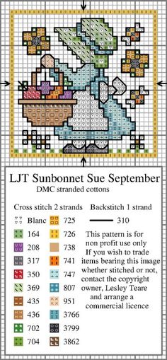 a cross stitch pattern with an elephant holding a basket