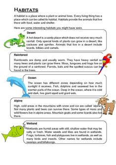 an animal and its habitat worksheet for kids to learn how to read the animals