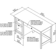 the drawing shows an office desk with two drawers and one shelf on each side, which is