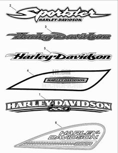 four different types of logos for harley davidson's harley davidson motorcycle parts and accessories