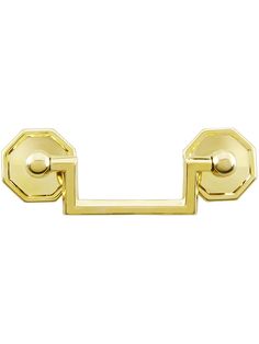 a gold metal door handle on a white background