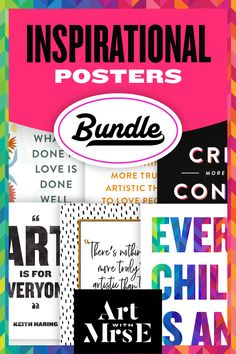 Examples of posters with inspirational quotes from this Bundle for the Classroom of Inspirational Posters.