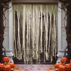 an image of halloween decorations on the front door