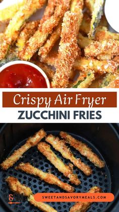 a plate with crispy air fryer zucchini fries