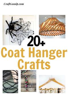 the cover of 20 + coat hanger crafts