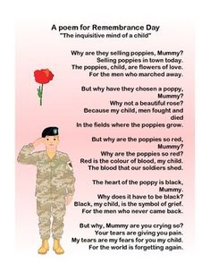 a poem for remembrance day with an image of a soldier saluting the poppy flower