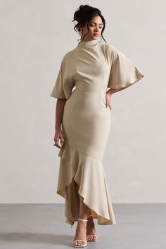 High Neck Long Sleeve Dress, Statement Heels, Church Fits, Church Fashion, Black Tie Gala, Fall 24, Bridesmaid Outfit