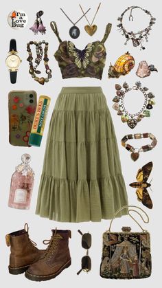 #forestgirl #outfitinspo styled by Mallie <3 Cottagecore Outfits, Earthy Outfits, Estilo Hippie, Hippie Style Clothing, Hippie Outfits, Really Cute Outfits, Clothes And Accessories, Dream Clothes