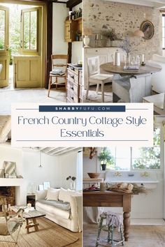 french country cottage style essentials for every homeowner's needs, including furniture and decor