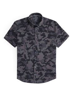 Black Camo Short Sleeve Print Shirt Discover the perfect blend of style and functionality with our Black Camo Short Sleeve Print Shirt, tailored for the modern man. This shirt is a part of Stone Rose's esteemed collection, catering to men aged 18 to 80 who value both fashion and comfort. Made from our exclusive DryTouch® jersey fabric, this shirt is a testament to high-performance wear. The 64% Cotton and 36% DryTouch® Poly blend ensures the shirt feels natural and soft against your skin while o Wash And Go, Camo Shorts, Performance Wear, Black Camo, Summer Patterns, Every Man, Men's Wardrobe, Font Styles, Modern Man