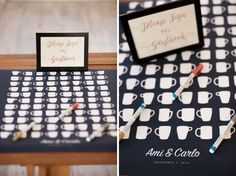 the table is decorated with toothbrushes and place cards