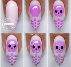 Geo Rock Nail Designs, Halloween Nail Art Acrylic, Skull Nail Art Designs, Matte Nails Design Ideas Fall, Nail Art Skull, Skull Halloween Nails, Halloween Skull Nails, Art Nails Design Ideas, Summerween Nails