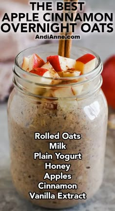 an apple cinnamon overnight oats recipe in a mason jar