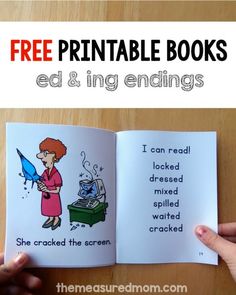 a person holding an open book with the title free printable books ed and inggings