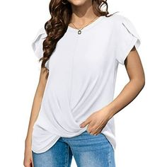 Womens Tops Casual Summer Crew Neck Tops for All Occasions Womens Summer Short Sleeves Tops Fashion Cross Front Round Neck Tops Perfect All-Purpose Style Clothing for Your Wardrobe. You are Dress to Kill in Summer Season with Wearing the Loose Shirts for Legging. This Tunic Tshirt or Top is Specially Designed for You Who Enjoy the Perfect Life! Product Details Womens Summer Tops Short Sleeve Trendy Front Cross T Shirts for Women in Summer Hoilday Size: S, M, L, XL, 2XL (Please read the size char Summer Tops Women Casual, Tunic Tops For Leggings, Blouses Casual, Tops For Women Casual, Loose Fit Blouse, Shirts For Leggings, T Shirt Fashion, Tops Fashion, Tops Casual