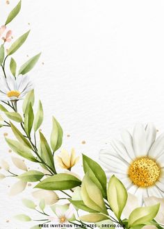 watercolor flowers and green leaves on white paper with gold glitters in the center