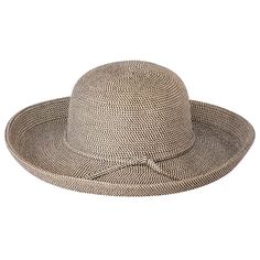 Packable up brim sun protection hat for women. Soft poly-blend multitone tweed braid kettle brim hat. 3" wide up turned brim plus 1" upturned section.. Self-tie band. Shapeable, packable. Excellent UPF 50+ sun protection hat. One size fits most, 57 cm, 22.44". 60% polyester, 40% paper straw. Chic Braided Sun Hat With Curved Brim, Elegant Braided Brimmed Sun Hat, Woven Sun Hat With Curved Brim, Cloche Sun Hat For Kentucky Derby Vacation, Casual Adjustable Cloche Sun Hat, Woven Brimmed Sun Hat For Kentucky Derby, Brimmed Woven Sun Hat For Kentucky Derby, Straw Cloche Hat For Vacation, Adjustable Straw Cloche Sun Hat