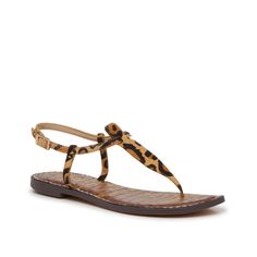 Sam Edelman-Gigi Sandal Unleash your wild style with the Gigi sandal from Sam Edelman. This classic summer staple is crafted with a leopard print detail for an eye-catching touch. Featuring an easily accessible buckle strap closure that makes it easy to add a fashionable flair to any look. Leopard Print Leather Ankle Strap Sandals, Chic Leopard Print Sandals With Ankle Strap, Leopard Print Sandals With Buckle Closure, Leopard Print Sandals For Beach In Spring, Leopard Print Sandals For Summer Vacation, Leather Sandals In Leopard Print For Summer, Leopard Print Leather Sandals For Summer, Black Leopard Print, Black Leopard