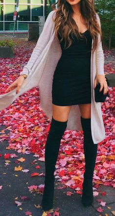 Thigh High Boots Outfit, Boots Outfit Ideas, Outfit Ideas For Fall, High Boots Outfit, Girls Night Out Outfits, Mode Inspo