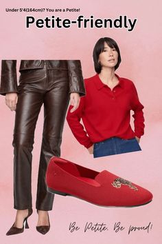 Trendy Fall outfit for Petite women! Leather brown pants, with classy red polo shirt and sustainable red flats from Vivaia (use code VKRISTINE). #sustainablefashion #findwithmodesens #checkmodesensbef Fall Outfits For Petite Women, Leather Brown Pants, Red Polo Shirt, Red Polo, Trendy Fall Outfits, Brown Pants