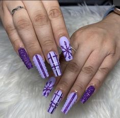 Purple Acrylic Nails, Purple Nail Designs, Winter Nail Designs, Winter Nail