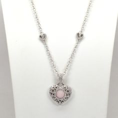 Add A Touch Of Elegance To Your Jewelry Collection With This Judith Ripka Sterling Silver Station Necklace With Double Sided Hearts And Diamonique. The Removable Heart Enhancer Is 1.5" Long And 1.25" Wide And Has A Round, Checkerboard Pink Quartz Stone With Diamonique Halo. This Necklace Is Two Looks In One! The Necklace Can Be Worn More Casually Without The Enhancer. Hallmarked And Professionally Cleaned Eb7515 Daax Elegant Silver Heart Necklace With Heart Beads, Elegant Silver Charm Necklaces For Valentine's Day, Silver Heart Pendant Necklaces For Wedding, Silver Heart Pendant Necklace For Wedding, Elegant Heart Pendant Charm Necklace With Silver Chain, Elegant Silver Heart Pendant Charm Necklaces, Elegant Silver Charm Necklace With Heart, Elegant Silver Heart Pendant Charm Necklace, Elegant Silver Heart Locket Necklace