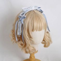 Option: Bow Lace plaid Handmade bear headband. Costume Headband With Ears, Adjustable Harajuku Headband, Cute Adjustable Headband, Cute Headband Hair Accessory, Bear Headband, Lolita Dress, Pearl Chain, Bow Headband, Headdress